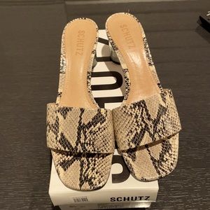 SCHUTZ Snake Print Sandals